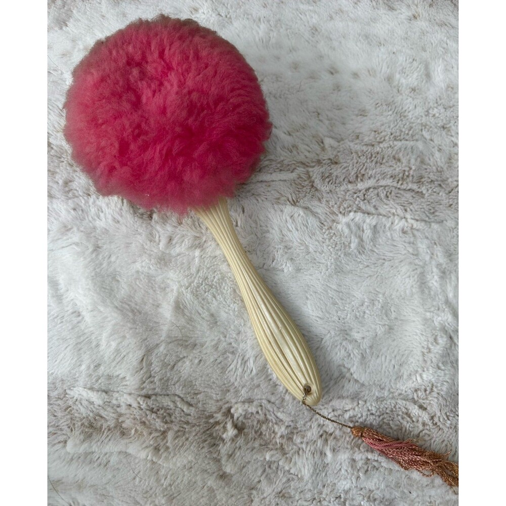 VTG 70s Avon Fluff Puff Refillable Long Handle Pink Body Powder Wand Dispenser - Picture 1 of 6
